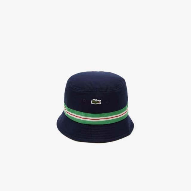 Lacoste Stripe Bucket Hat - Blue Blue M