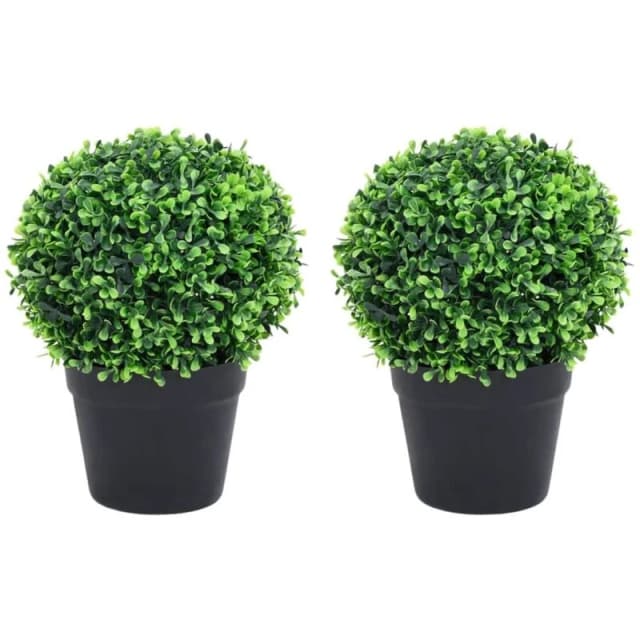 VIDAXL Artificial Boxwood Plants 2 pcs with Pots Ball Shaped Green 27cm vidaXL 8720286569221