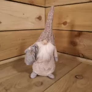 29cm Brown Nordic Christmas Sitting Gonk With Wooden Nose and Grey Sack