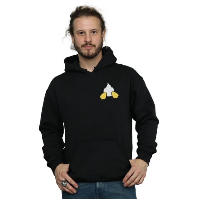 Disney Men Donald Duck Backside Breast Print Hoodie in Black Size: Small Black S Male 5059114680764