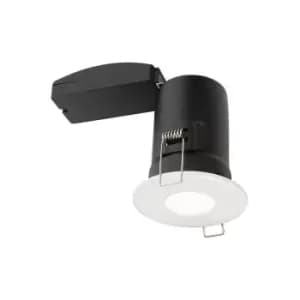 Saxby Shieldplus Mv - Fire Rated 1 Light Bathroom Recessed Light Matt White, Glass IP65, GU10