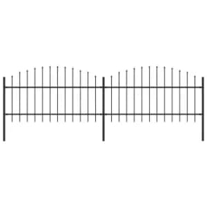 Vidaxl Garden Fence With Spear Top Steel (1-1.25)x3.4 M Black