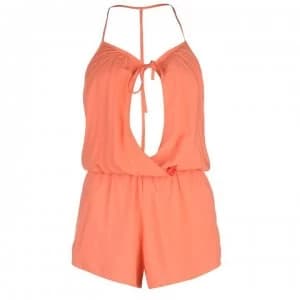 Golddigga Wrap Playsuit Ladies - Coral