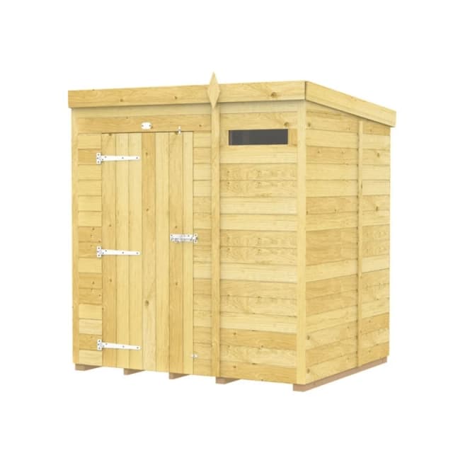 Buttercup Farm 6 x 5 Feet Pent Security Shed - Single Door - L147 x W185 x H201cm in Brown Brown Unisex