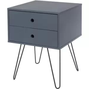 telford, white & metal 2 drawer bedside cabinet