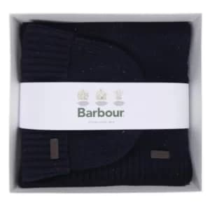 Barbour Mens Carlton Fleck Beanie and Scarf Gift Set Navy One Size