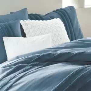 DKNY Chenille Stripe Double Duvet Cover, Denim