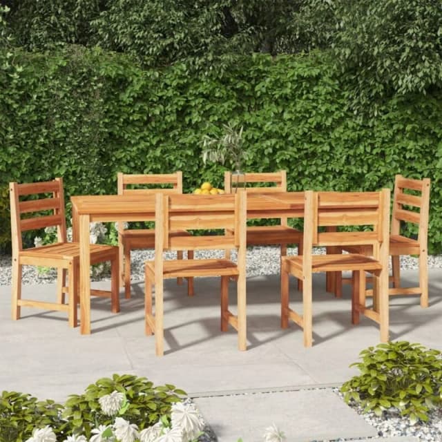 vidaXL 7 Piece Garden Dining Set Solid Wood Teak, Brown 3157191