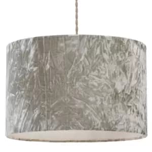 Village At Home Velvet Cylinder Light Shade - Grey