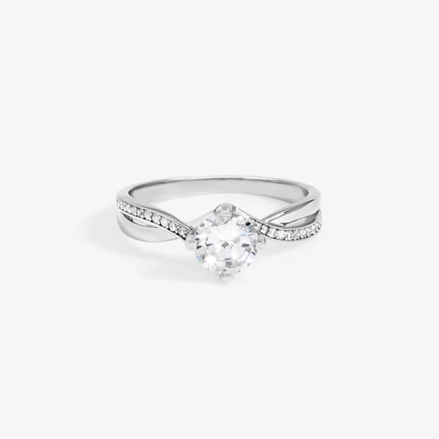 Jon Richard Rhodium Plated Solitaire Twist Engagement Ring Silver female XL