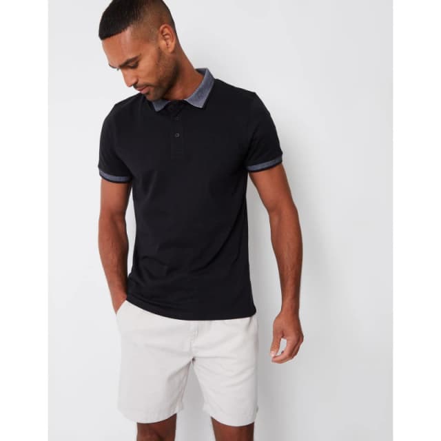 Threadbare Mens TB Shandy Short-Sleeve Polo Shirt Black male X Large