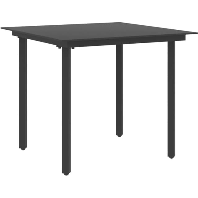 VIDAXL Garden Dining Table Black 80x80x74cm Steel and Glass Vidaxl 8720286181959