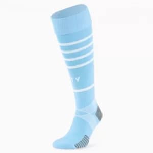 PUMA Man City Replica Hooped Mens Football Socks, Light Blue/White, size 12-14, Clothing