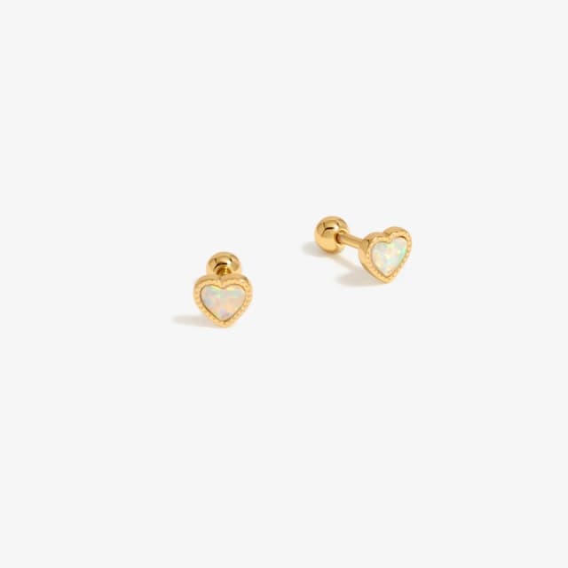 Inicio Gold Plated Mini Opal Heart Stud Earrings - Gift Pouch Gold female