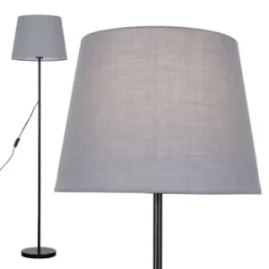 Charlie Black Floor Lamp with Grey Aspen Shade