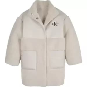 Calvin Klein Jeans Faux Fur Leather Coat - Beige