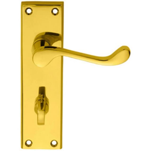 Loops PAIR Victorian Scroll Handle on Bathroom Backplate 150 x 43mm Polished Brass Metallics