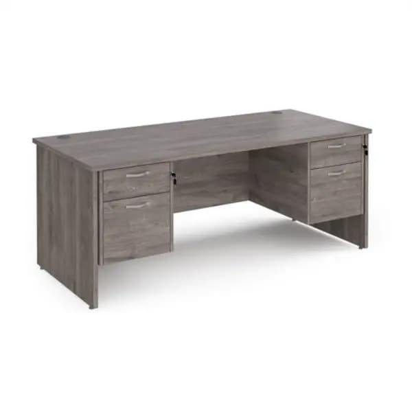 Maestro 25 Maestro 25 straight desk 1800mm x 800mm with two x 2 drawer pedestals - grey oak top with panel end leg MP18P22GO