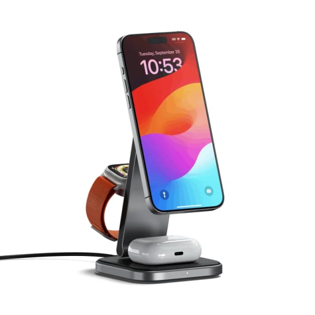 Satechi Satechi ST-Q31FM-EA mobile device charger Headphones, Smartphone, Smartwatch Grey, Black USB Wireless charging Indoor ST-Q31FM-EA