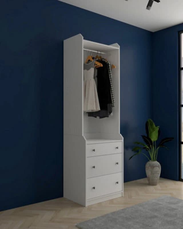 KUDL 3 Drawer Open Wardrobe White EBR90006W