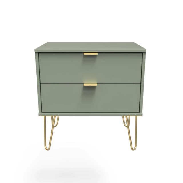 Fuji 2 Drawer Side Table In Reed Green (Ready Assembled)