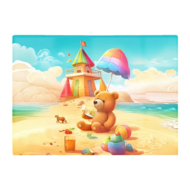 Warren Reed Designer Bear On A Beach Holiday Glass Chopping Board