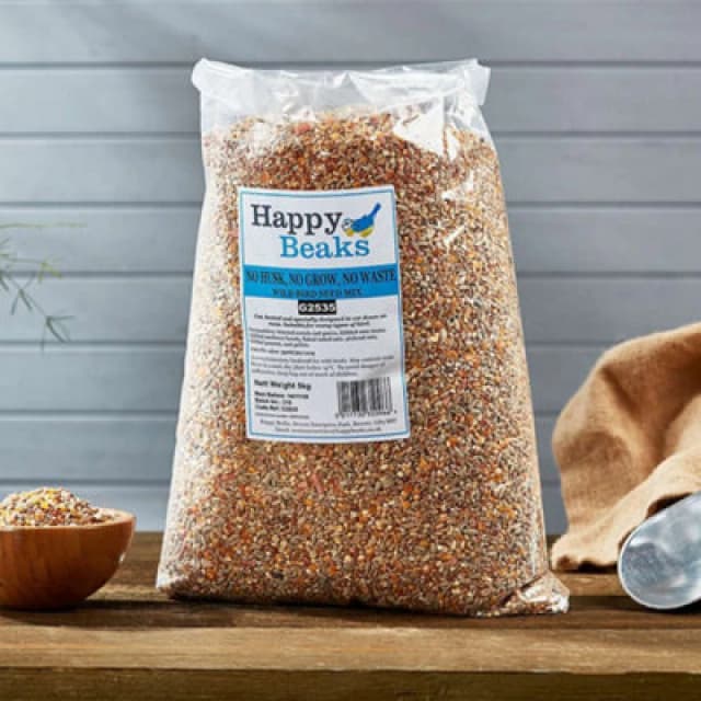 Garden Gear Happy Beaks No Mess Wild Bird Seed - No Grow No Husk No Waste Feed Mix High Energy Premium Food (14Kg)