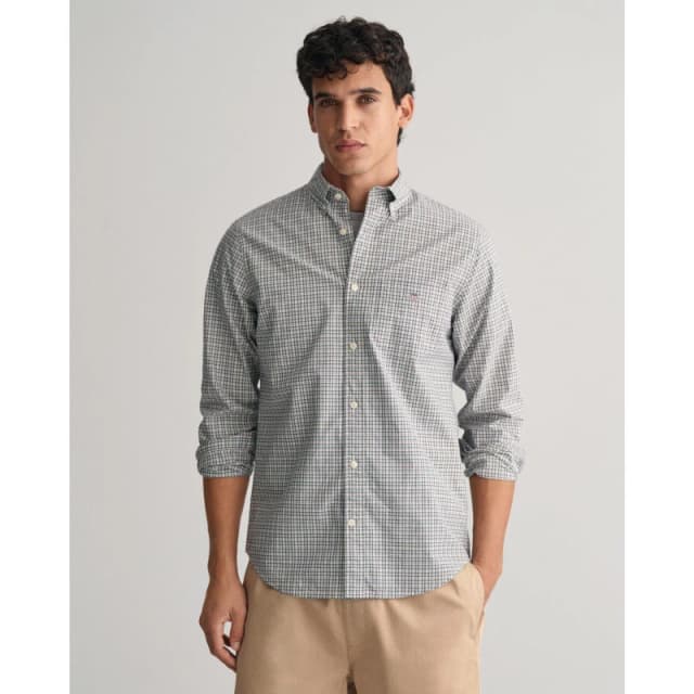 Gant Micro Check Poplin Shirt - Green Green S