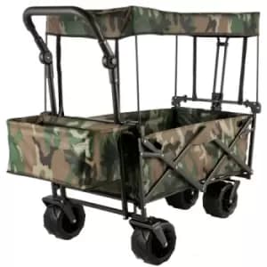 VEVOR Folding Wagon Cart, Collapsible Folding Garden Cart w/ Shade Beach Utility