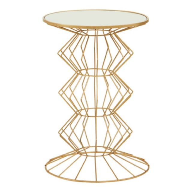 Premier Housewares Interiors By Premier Compact Gold Finish Frame Table, Practical Side Table For Livingroom, Mirrored Top Small Lounge Table Gold