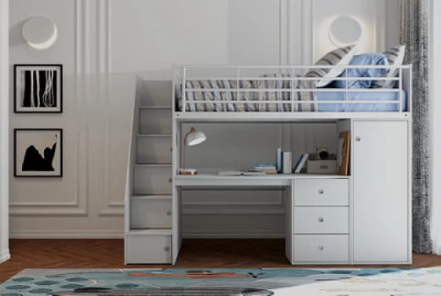 Flintshire Dakota Grey Wooden High Sleeper Bed - 3ft Single