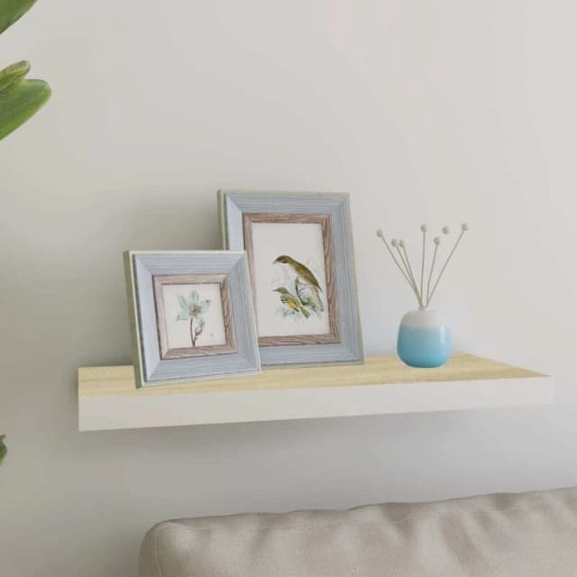 VIDAXL Vidaxl - Floating Wall Shelf Oak and White 60x23.5x3.8cm mdf 8720286416778