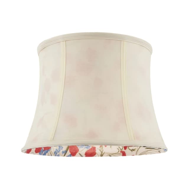 Happy Homewares Classic Curved Cream Cotton Drum Shade with Blue & Red Floral Inner Size: 12" Cream Unisex 12"