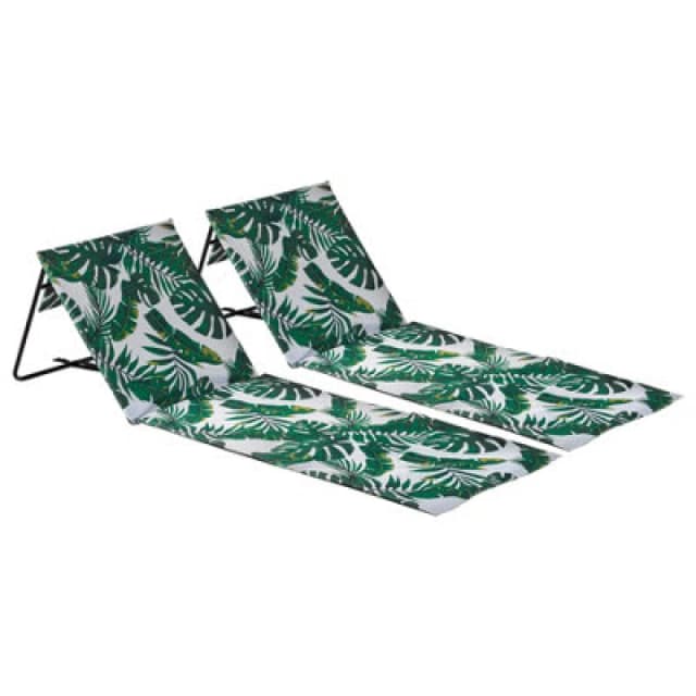Harbour Housewares Folding Beach Loungers - Banana Leaf - Pack Of 2
