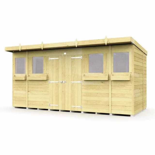 Buttercup Farm 14 x 7 Feet Pent Summer Shed - Wood - L214 x W417 x H201cm in Brown Brown Unisex