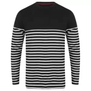 Front Row Mens Long Sleeve Breton Stripe T-Shirt (L) (Navy/White)
