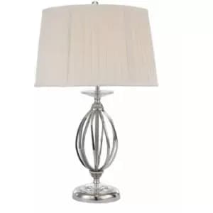 Table Lamp Ivory Shade Cut Glass Droplets Metal Base Polished Nickel LED E27 60W