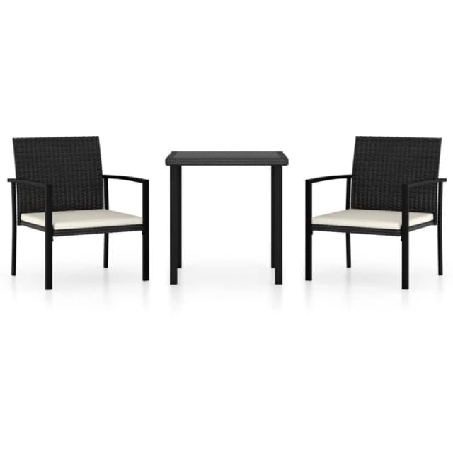 VIDAXL 3 Piece Outdoor Dining Set Poly Rattan Black Vidaxl 8720286943267