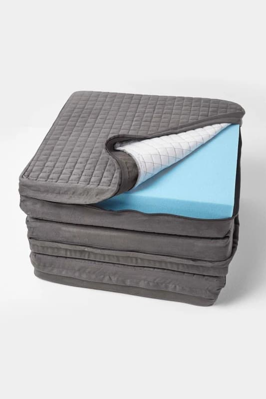 Homescapes Quilted Polyester 3 Seater Orthopaedic Booster Cushion Cover in Grey Grey Unisex