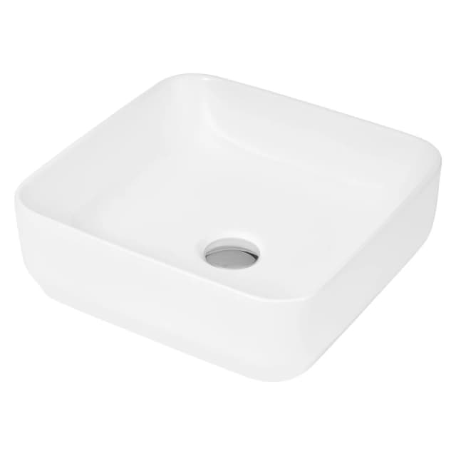 Balterley Square Ceramic Countertop Vessel without Overflow 365mm White