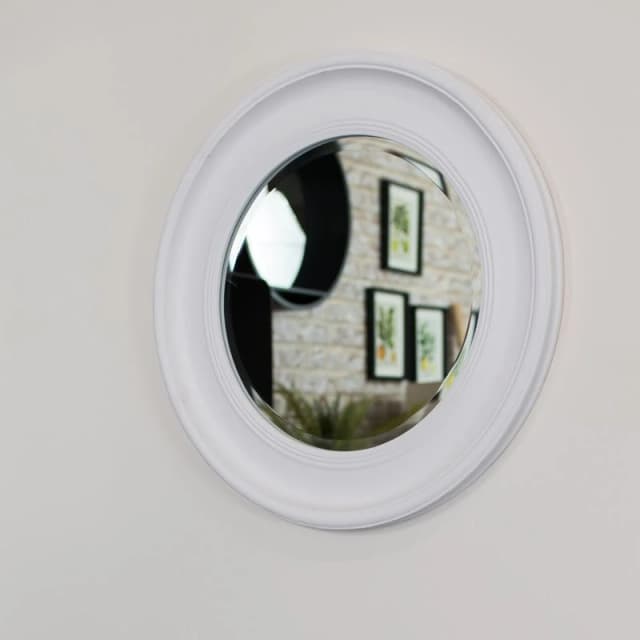 Melody Maison Round Vintage White Wall Mirror 60cm X 60cm White