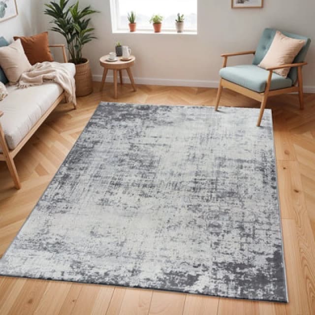Livabliss Abstract Modern Marble Grey/white Milena Area Rug 120 X 170 Cm - Easy Care, Non Shedding, Ideal For Living Room & Bedroom