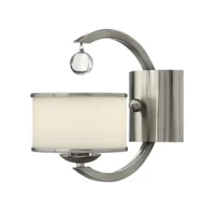 Monaco 1 Light Wall Light Brushed Nickel Glass Shade, E14