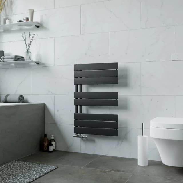 Agadon Panio Up Designer Panel Towel Radiator in Black Size: 745mm x 500mm Black Unisex 745mm x 500mm