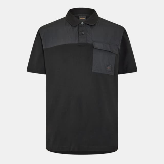 Boss Mens Panel Short-Sleeve Polo Short Sleeve Polos S Black 54070303350