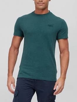 Superdry Vintage Logo Embroidered T-Shirt - Green Marl, Green Marl, Size L, Men