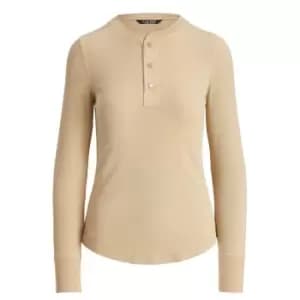 Lauren by Ralph Lauren Funson Long Sleeve Henley Top - Beige