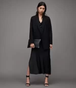 AllSaints Womens Astrid Striped Blazer, Black, Size: 12