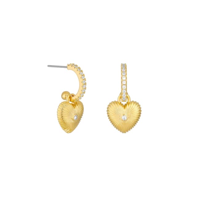 Jon Richard Gold Plated And Crystal Ridged Heart Charm Drop Earrings Gold female