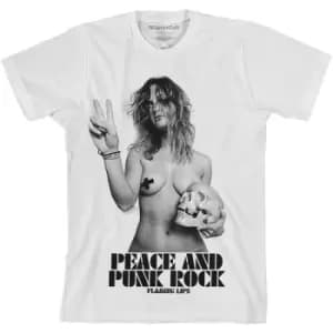 The Flaming Lips - Peace & Punk Rock Girl Unisex XX-Large T-Shirt - White